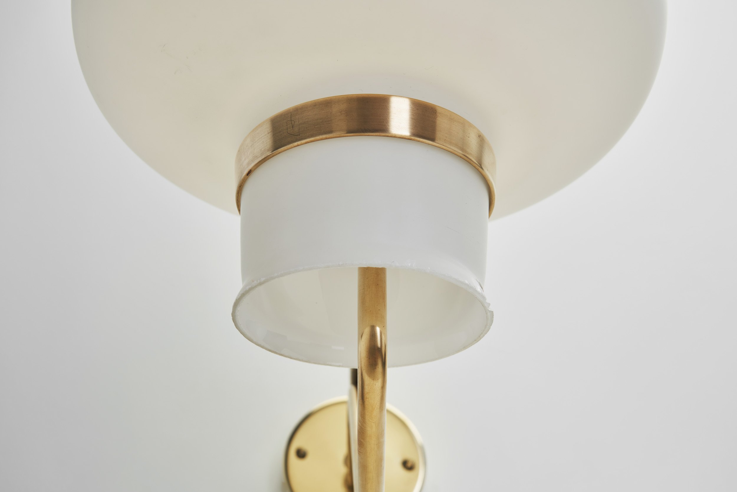 Large Opaline Glass and Brass Wall Lamps by Erik Gunnar Asplund